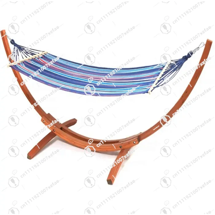 

Garden Courtyard Wooden Camping Hammock with Outdoor Adventure Stand 1-2 Person Knitted Fabric
