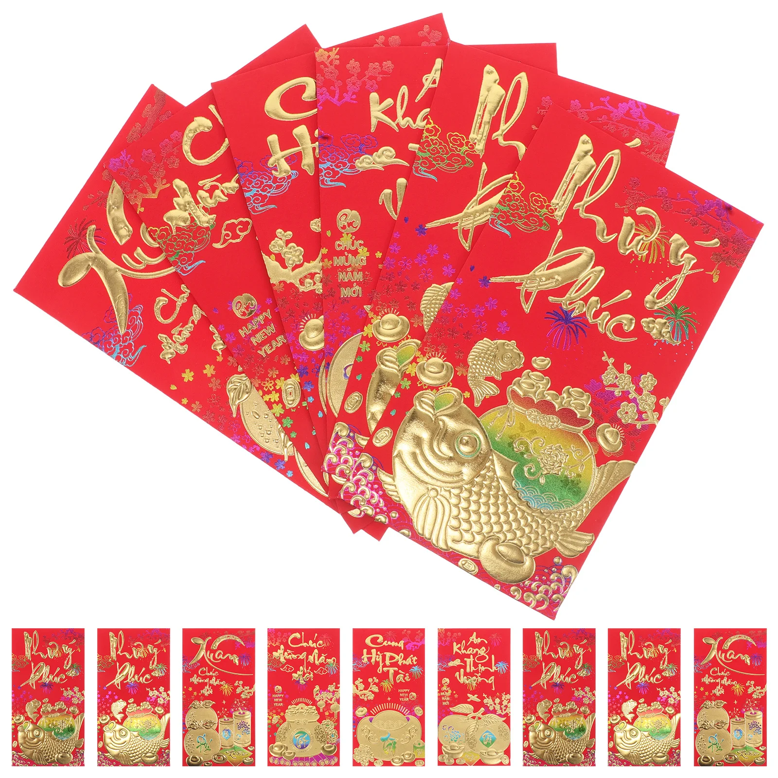 

48Pcs Vietnamese New Year Red Envelopes Horse Year Celebration Festive Money Pockets Party Decorations Red Packet Envelope