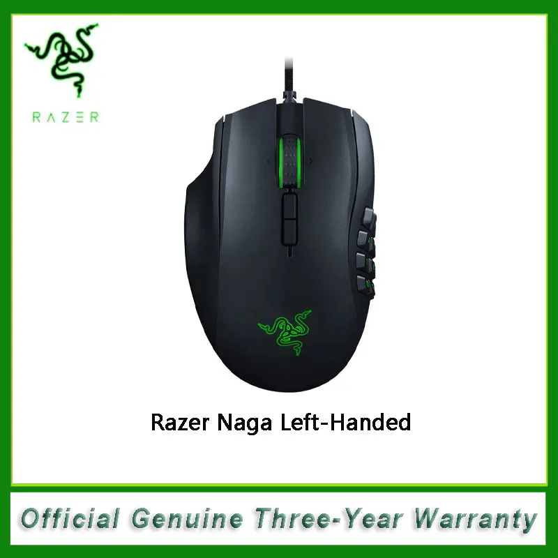 Razer Naga Left-Handed - Ergonomic MMO Gaming Mouse with 12 Programmable Thumb Buttons - 20,000 DPI 100% original