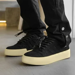 Solid Color High Flat Canvas Shoe with Thick Soles Elevated Height Casual Shoe Lace Up Design Flat Shoes for Couples Sports Shoe