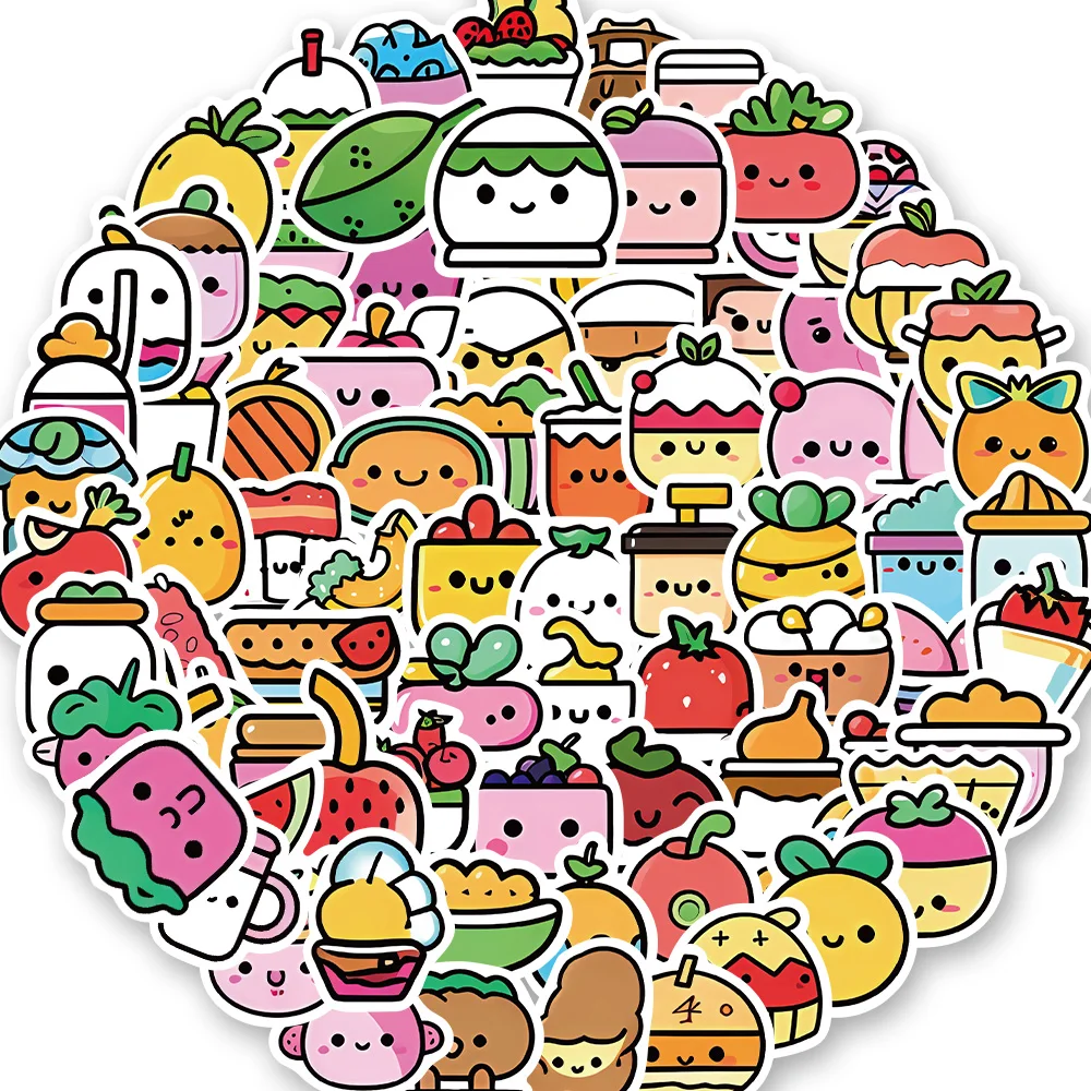 100PCS Korean Food Cartoon Stickers Cute Menu Handbooks Phone Cases Laptop Suitcases Water Cups Waterproof Stickers