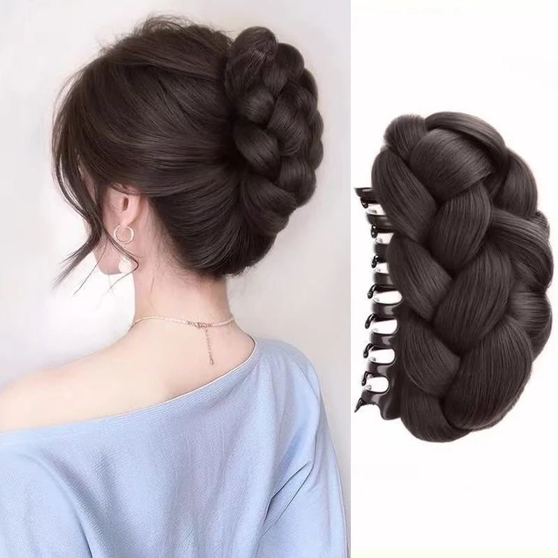 

Synthetic Chignon Hair Bun Hairpiece Black Brown Hair Claw Clips Natural Fluffy Flower Bud Head Wig Hair Accessories for Women