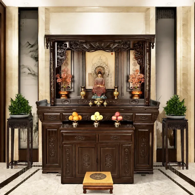 New Chinese Style Vertical Buddhist Shrine Cabinet Household Offering Table for Incense and Bodhisattva Statue Display