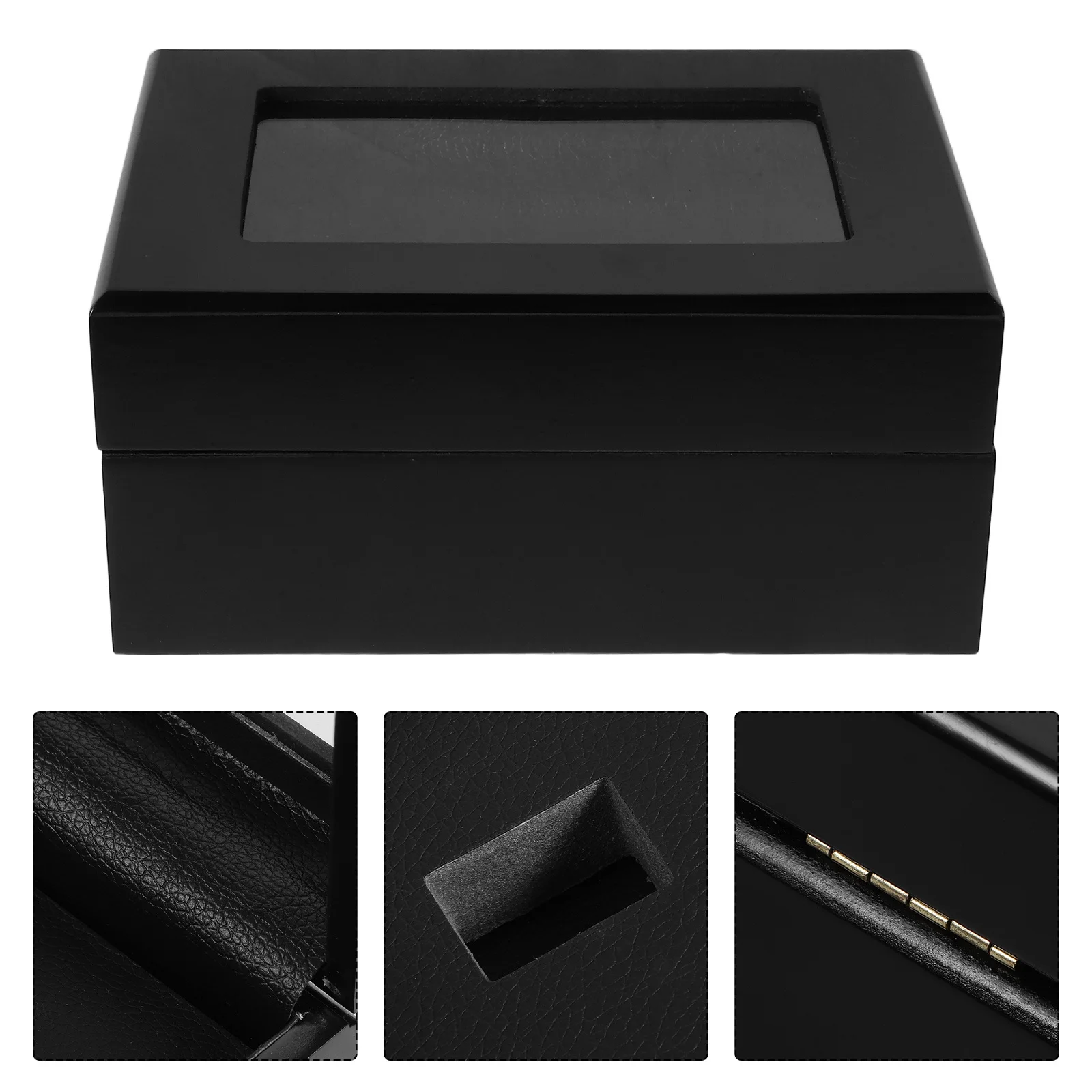 

Elegant Wooden Ring Display Case Black Finish Jewelry Box for Championship Engagement Wedding Rings Present Jewelry Showcase