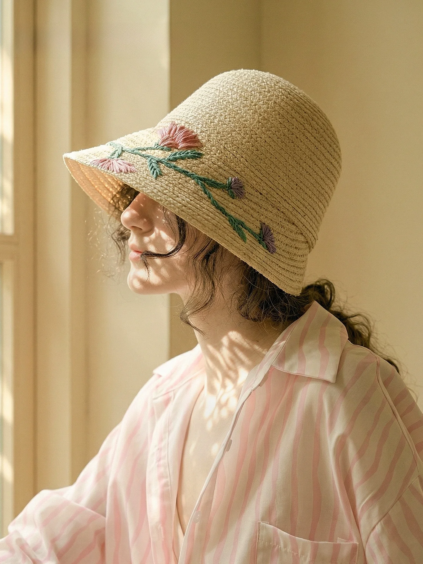 mismemo-chapeau-de-soleil-pour-femme-protection-solaire-d'ete-casquette-de-pecheur-chapeau-de-plage-a-large-bord-respirant-et-reglable