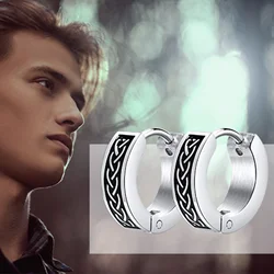 Rock Punk Celtic Knot Earrings for Men, Waterproof Stainless Steel Hoop Huggie Ear Gifts for Him Jewelry, brincos masculinos
