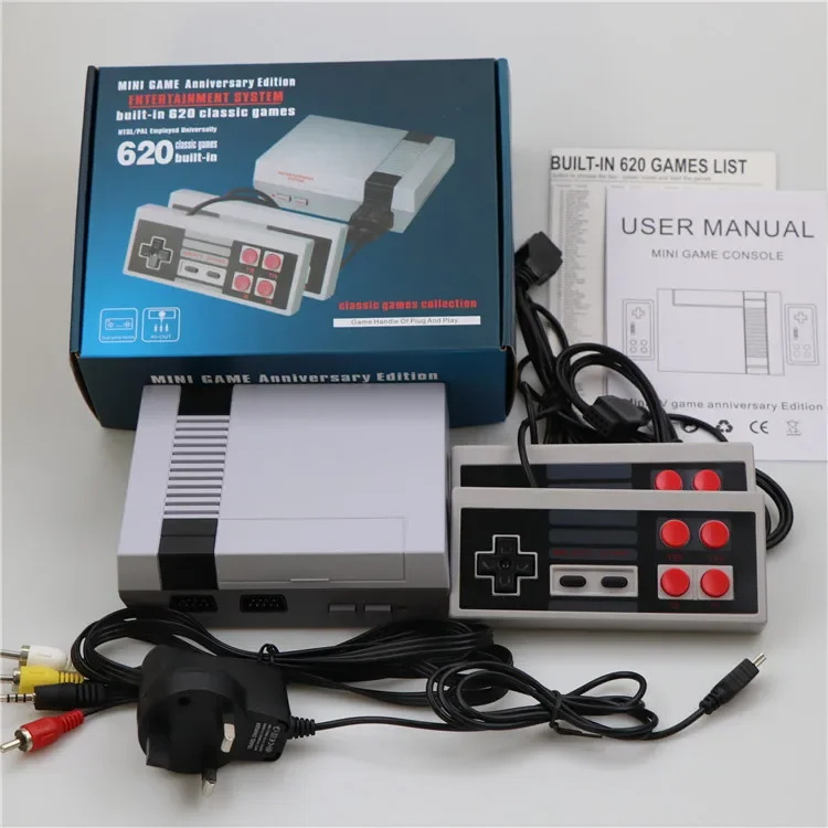 620 ريترو Nes Mini للاستخدام المنزلي وحدة تحكم ألعاب أحمر أبيض آلة 4 أزرار الولايات المتحدة الاتحاد الأوروبي المملكة المتحدة تنظيم USB اتصال الكمبيوتر