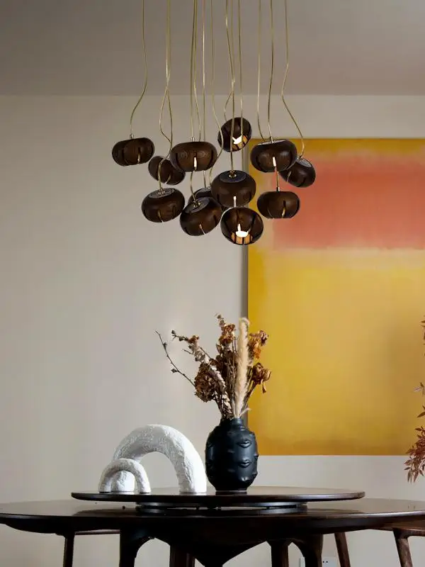 Muxiu Yuan - Flower Language] Design Sense Restaurant Lamp Living Room Pendant Light Wabi Sabi Style Chinese Medieval Creative W