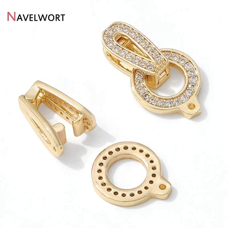 1/2/3Pcs 14K Gold Plated Round  Brass With Zircon Bracelet Clasps Connector Clasps,For DIY Bracelet Necklace Making Accessories view 4