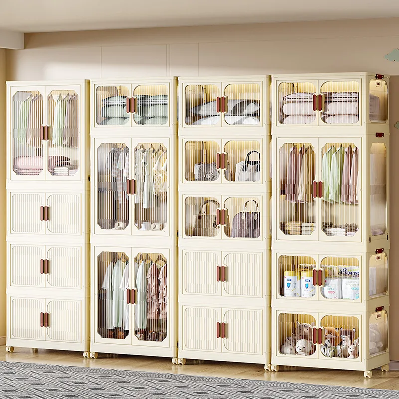 AOLIVIYA Kids Children's Folding Wardrobe Baby Toy Clothes Organize Storage Cabinet Large Capacity Bedroom Locker