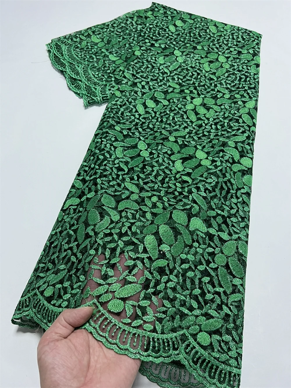 2027 Afrikanischer Nigerianischer Tüll-Spitzenstoff zum Nähen von Hochzeitskleidern, Chiffon-Party-Guipure, Hochwertige Baumwolle, 5 Yards ZJ145