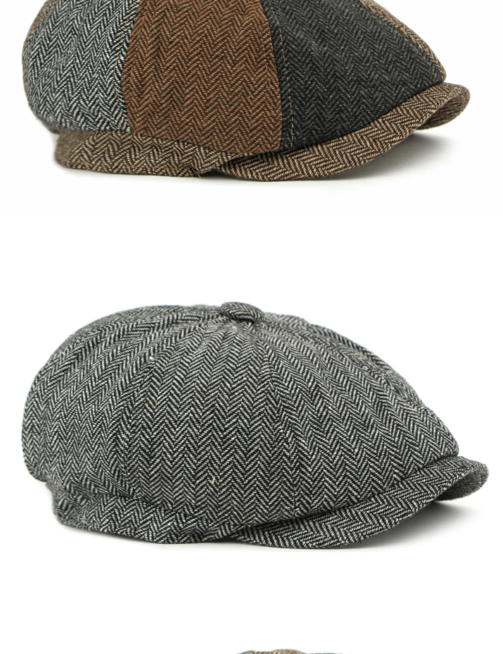 HT4908 Baskenmützen für Männer und Frauen, Vintage-Künstler-Malermütze, Unisex Ivy Flachmütze, Frühling Herbst Gestreifte Achteckige Baskenmütze – Detail 9