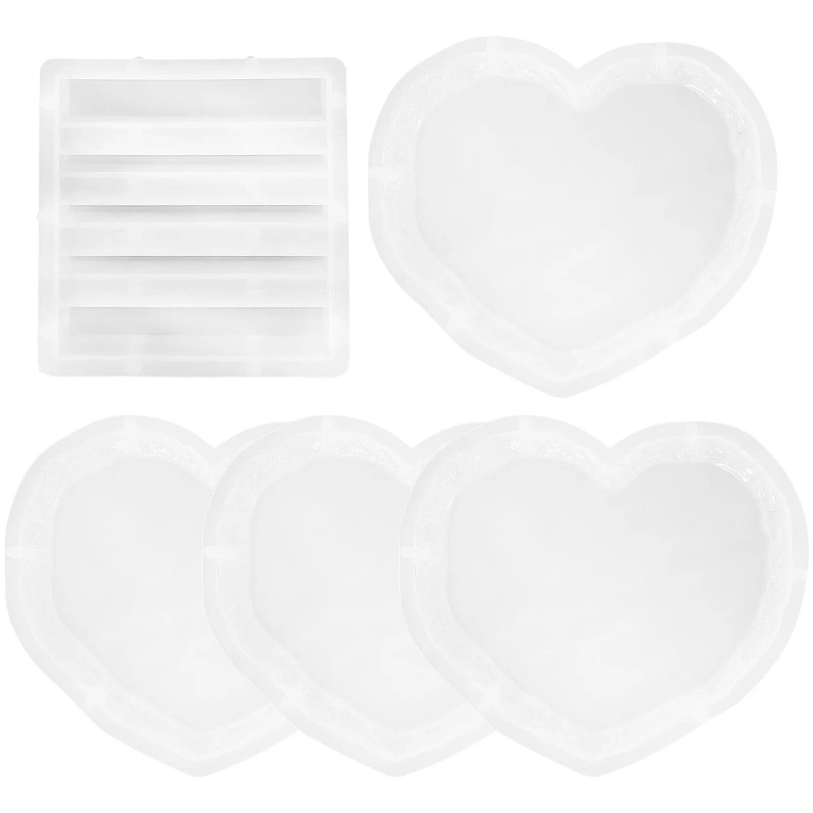 

1Set Heart-Shape Coaster Mold DIY Silicone Resin Epoxy Cup Mat Durable Practical Creative Home Decor Coaster Molds