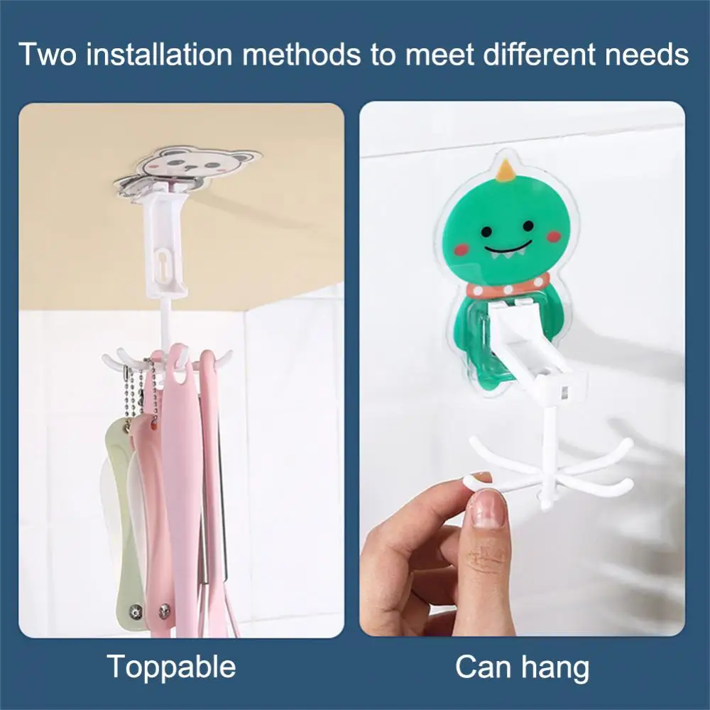 1/2PCS Rotary Hook Kitchen Accessories Student Dormitory 6 Claw Multifunctional Key Holder Sticking Hook