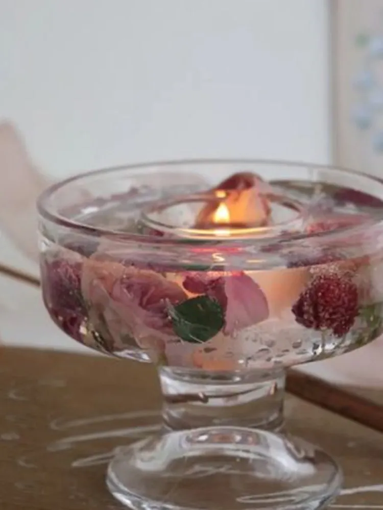 Jelly wax scented candle, candle holder, niche gift, dried flowers, roses