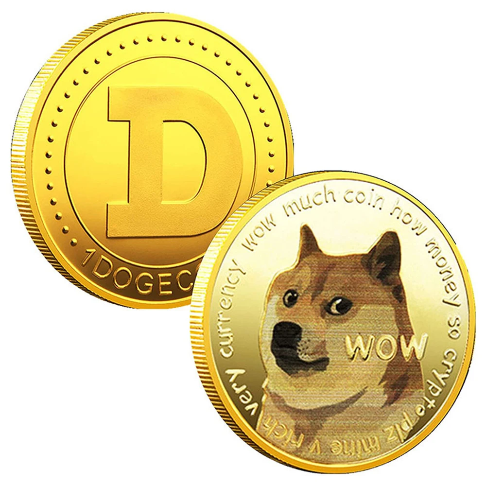 الذهب/الفضة WOW Dogecoin إلى القمر في دوجي نحن نثق بالذهب عملات تذكارية مطلية لطيف الكلب نمط مطبوعة جمع الهدايا