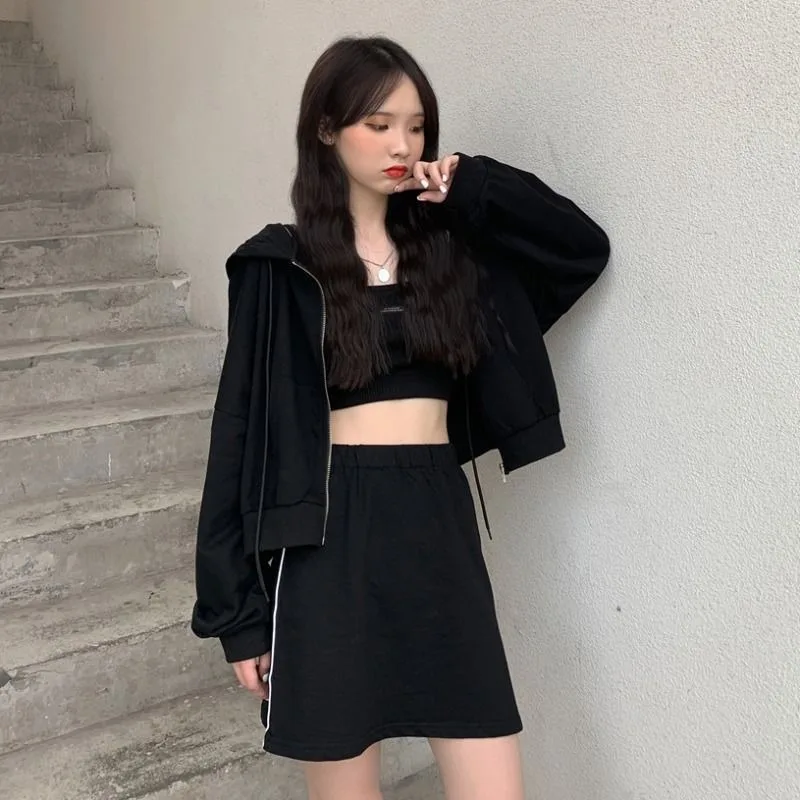 

Женские топы с капюшоном на полной молнии, укороченные винтажные толстовки Y2k, Harajuku, модные толстовки Kpop 90-х годов, женская толстовка на молнии