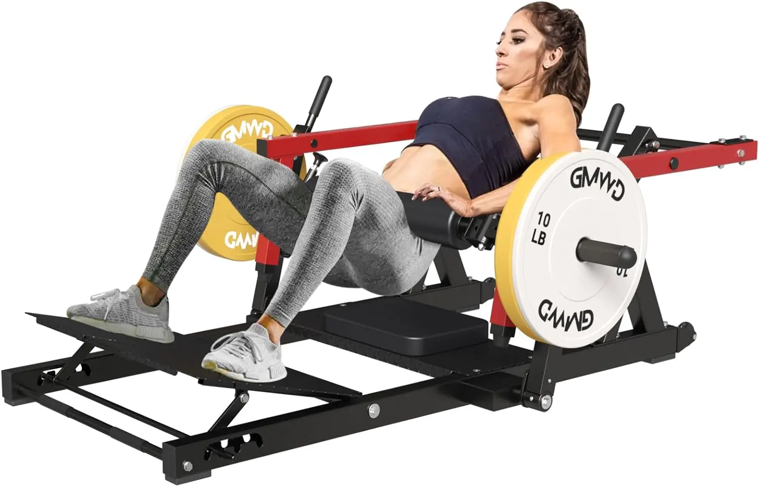 

GMWD Hip Thrust Machine, 800LBS Plate-Loaded Glute Bridge Machine with Weight Holder, Heavy Duty Butt Exercise Equipment