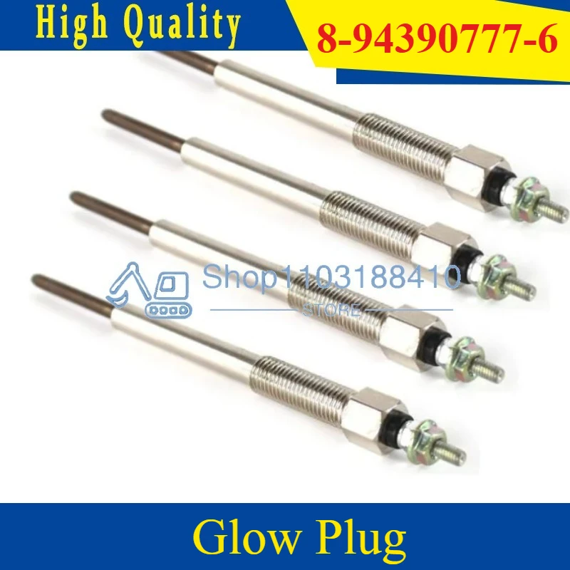 

4 Piecs 8-97600-096-0 8-94390777-6 24v 4HK1 4HL1 4HJ1 Glow Plug for Chevrolet Isuzu NPR NQR NRR GMC 5.2L Diesel Excavator Parts