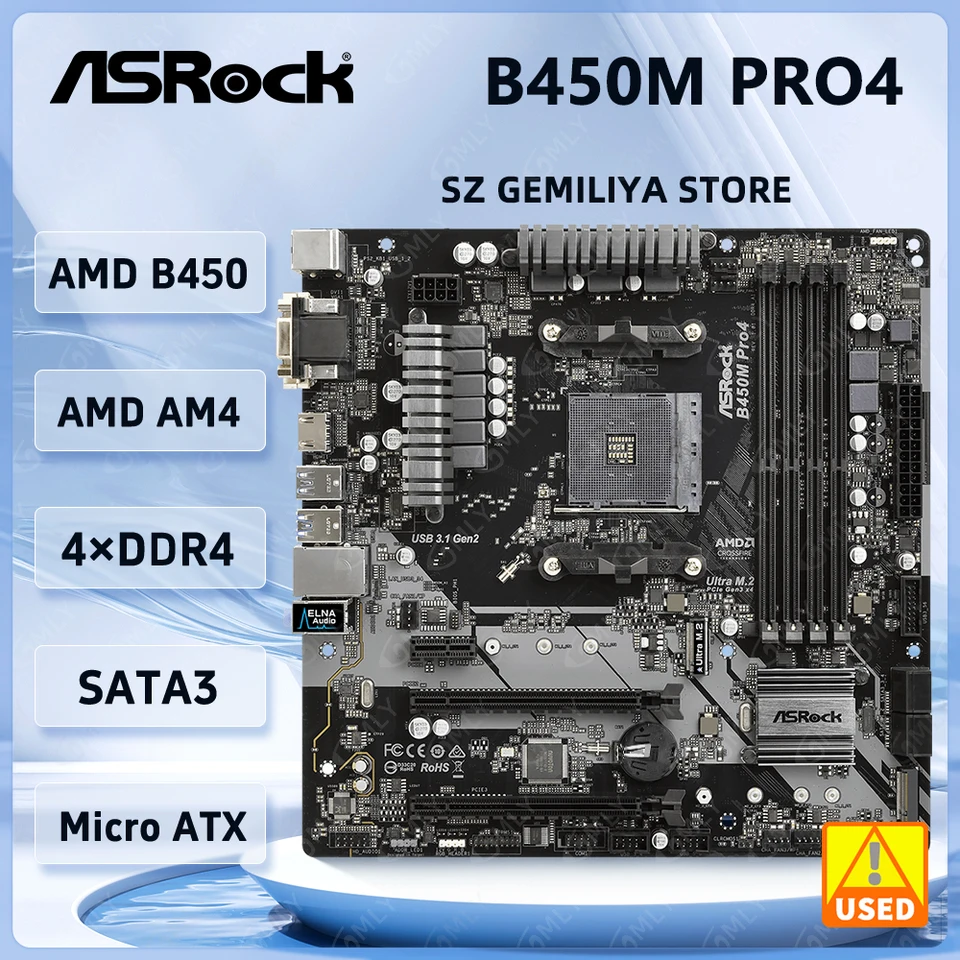 ASRock B450 B450M Motherboard B450M PRO4 Motherboard AM4 DDR4