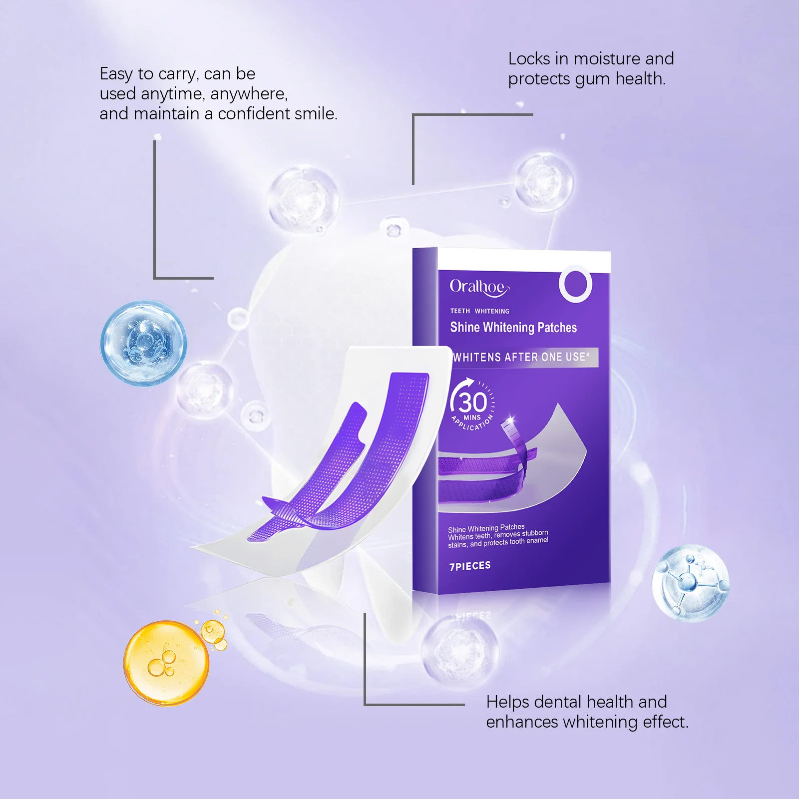Purple Teeth Whitening Strips – Remove Plaque & Stain, Brighten Tooth & Freshen Breath Oral Hygiene Bleaching Dental Care Tools view 5