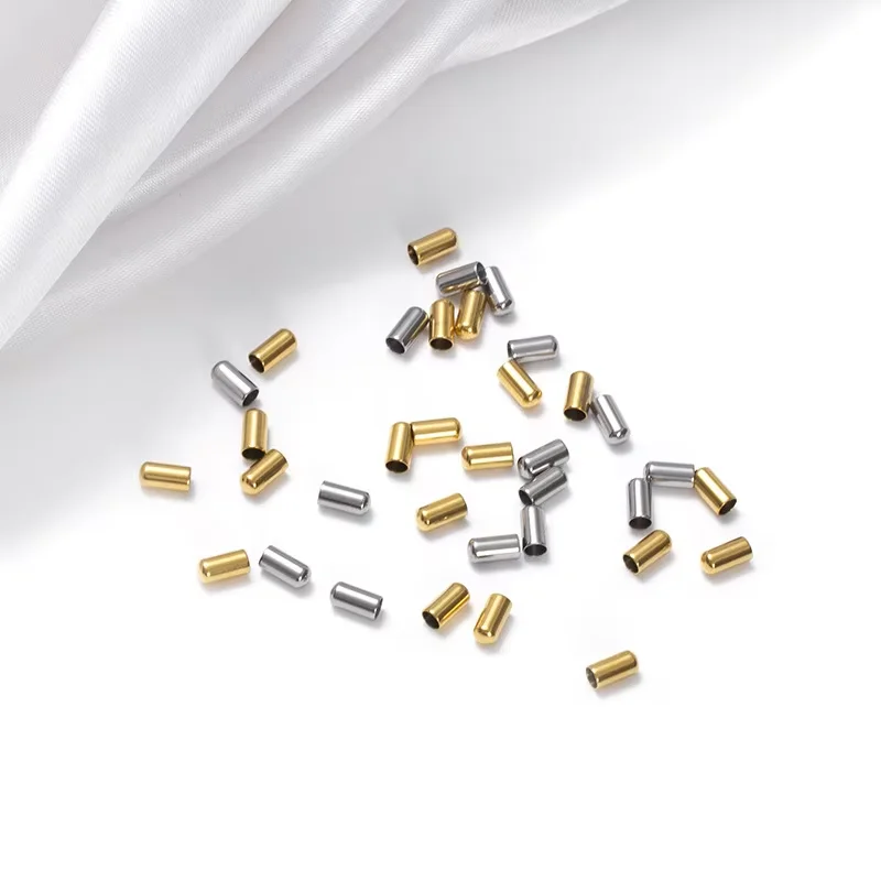 100pcs Gold Stainless Steel Crimp Clasps DIY Cord Bracelet Fastener End Caps Leather Necklace for Jewelry Making DIY Findings