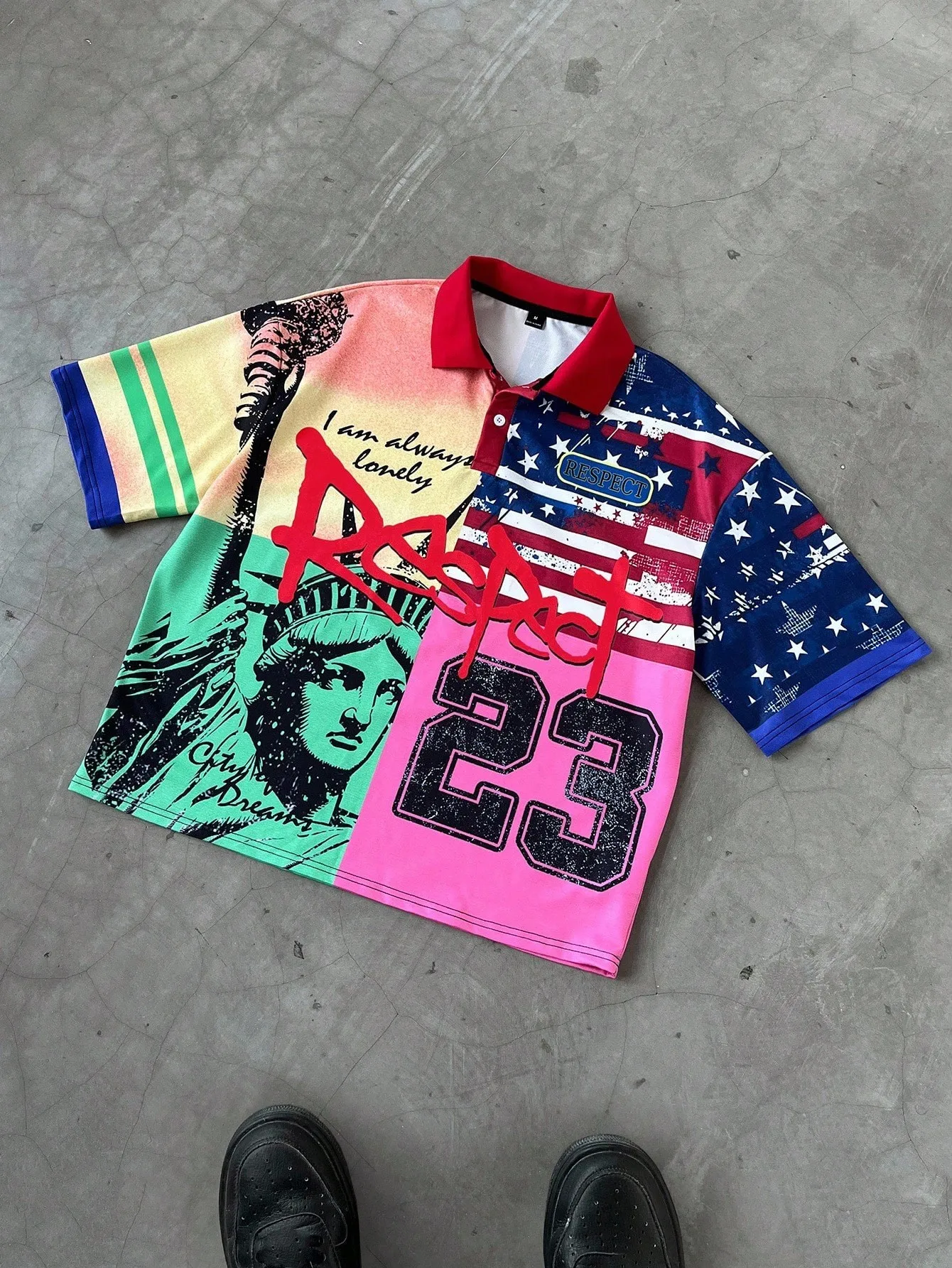 European and American Men's Summer Graffiti Letter Print Comfortable Breathable Polo Short Sleeved T-Shirt Outdoor Street Top