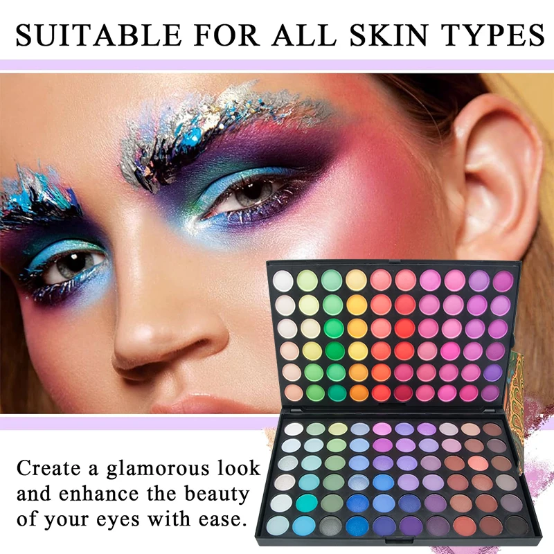 120-Farben-Lidschatten-Palette, glitzernd, matt, schimmernd, Lidschatten-Palette, bunt, hochpigmentiert, Augen-Make-up-Palette für Teil