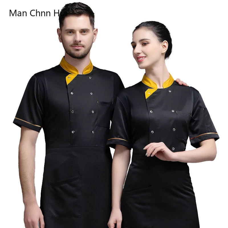 Mannen Chef Jas Zomer Kok Uniform Hoge Kwaliteit Hotel Koken Overhemd Restaurant Keuken Kleding Cafe Catering Werkkleding Schorten kok kleding  koks kleding  kitchen uniform  horeca jasje werk kleding heren