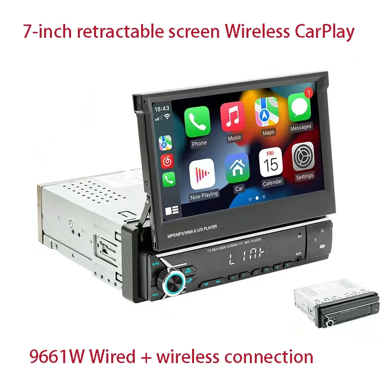 

7 " Retractable Screen Car MP5 Player Carplay & Android Auto Bluetooth 5.1 Car intelligent System Car Radio Multimedia Player