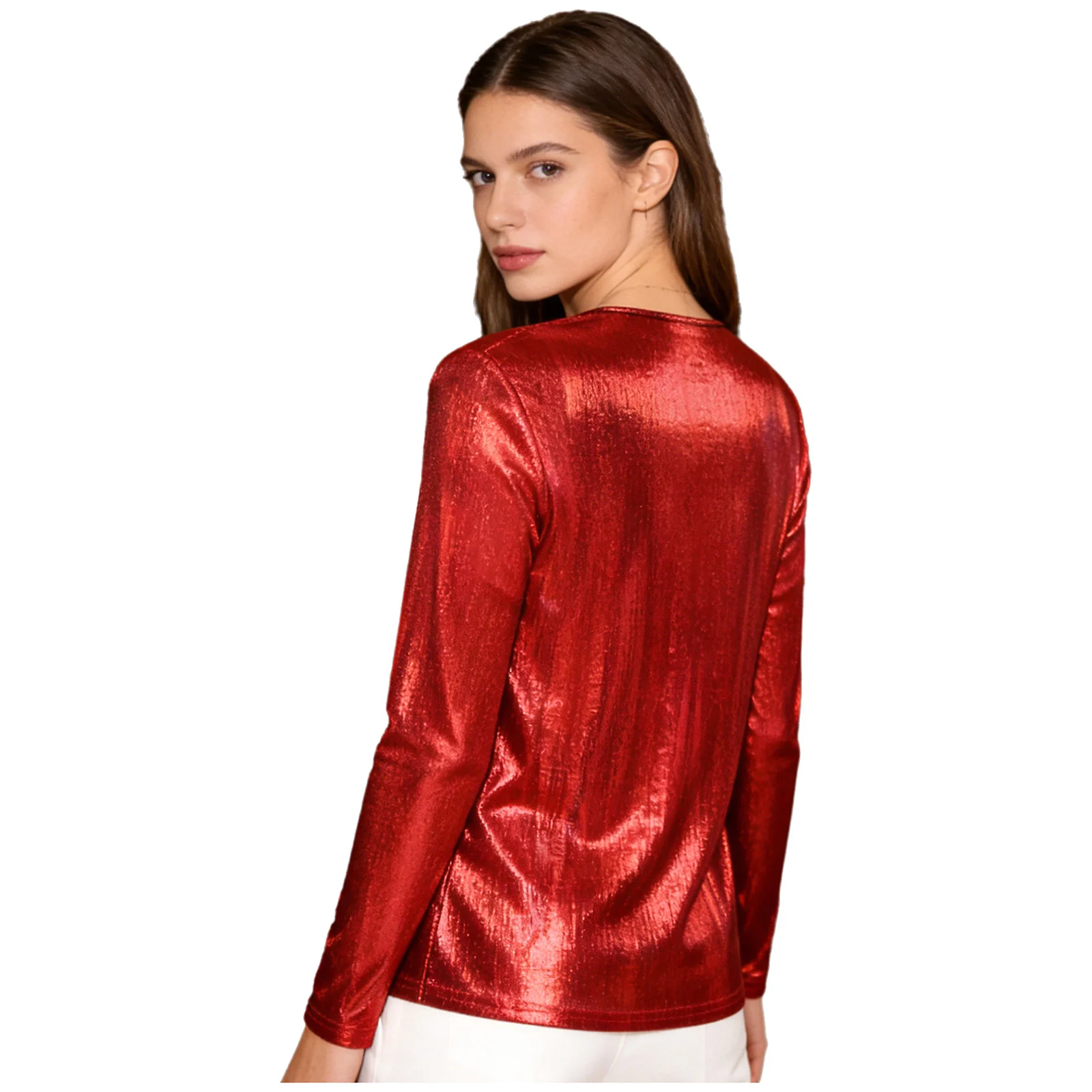 

Женская блестящая блузка с бантом, костюм для джазовых танцев и дискотек, футболка с длинным рукавом, пуловер, туника, топ для ночного клуба, коктейльных вечеринок и праздников