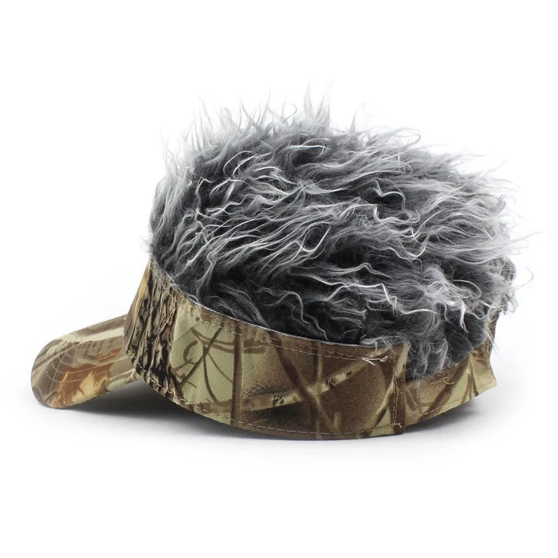 Blattbedruckte Perückenmütze mit Spikes für Herren – Golf-Baseballkappe, Outdoor-Sonnenschutz, synthetische Kurzhaarperücke, UV-Schutz-Visier – Detail 17
