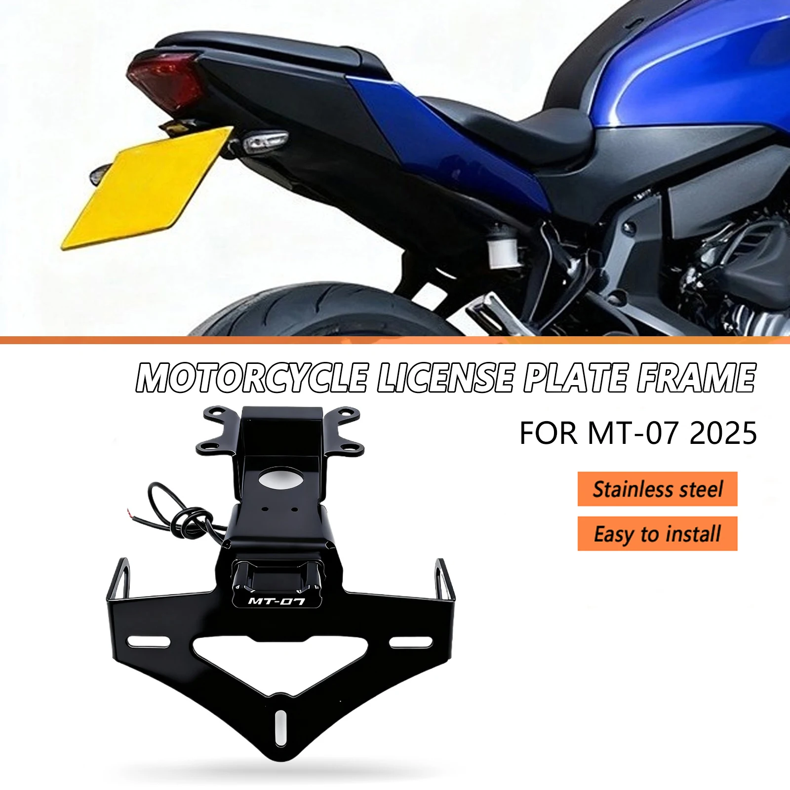 For Yamaha MT-07 2025 MT07 2025 motorcycle license plate holder bracket adjustable angle accessories stable
