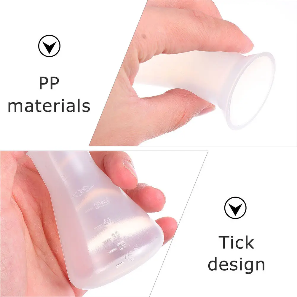 6Pcs Plastic Conical Flask 50Ml Laboratory Erlenmeyer Flask Experiment Supplies Chemistry Research Education Portable