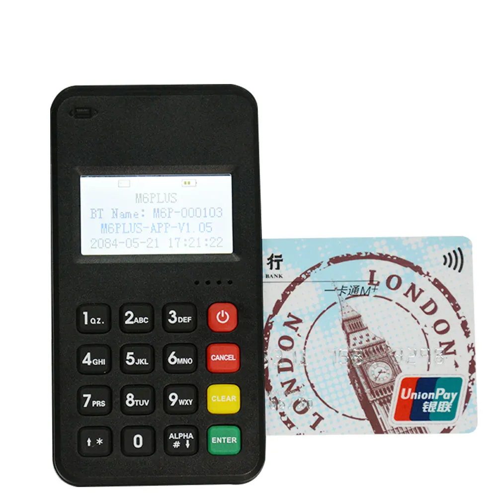 Bluetooth EMV PCI Contactless NFC Android Mpos with Pinpad for Bank Card payment transaction (M6 Plus)