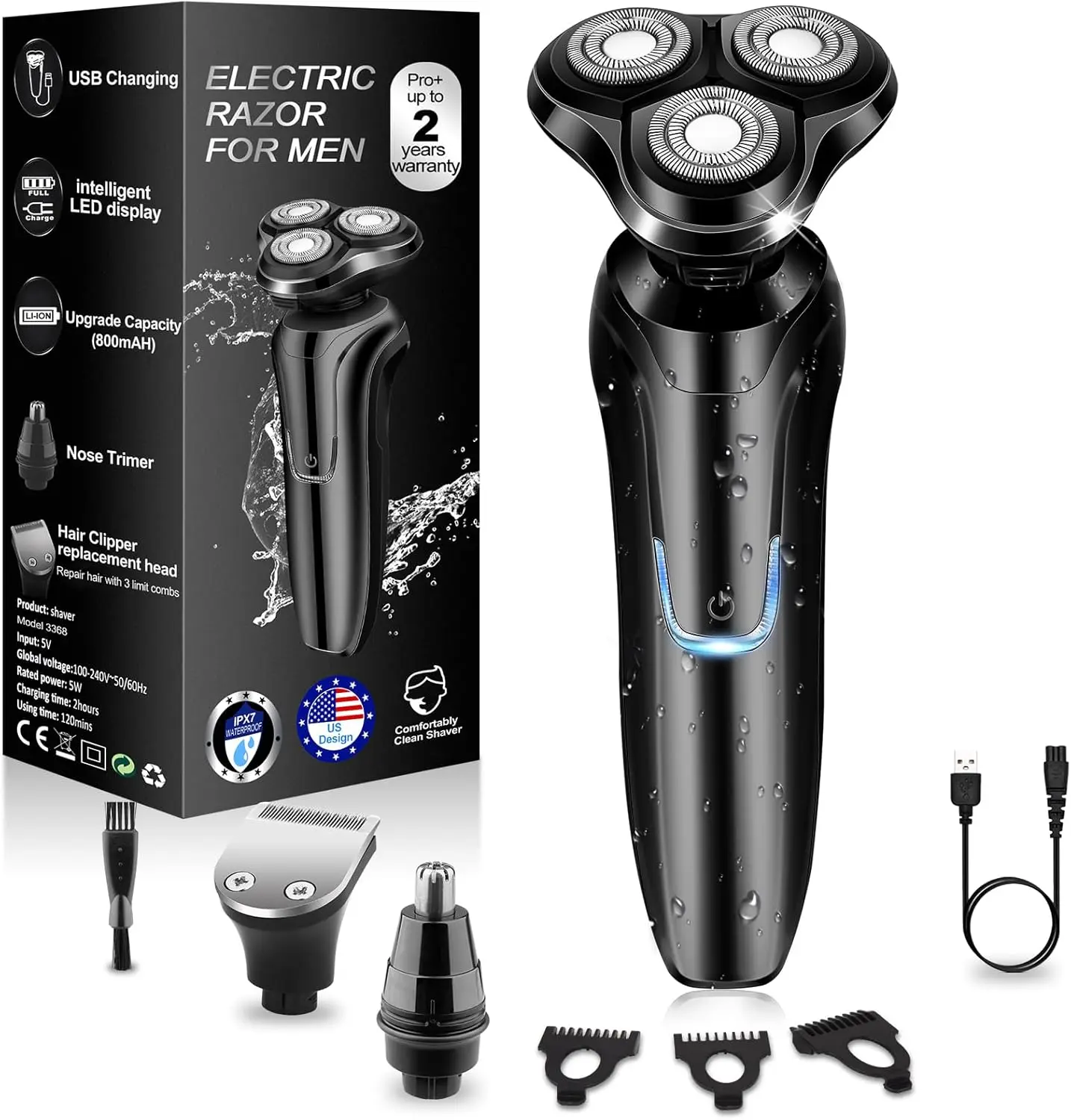 

Мужская электрическая бритва, водонепроницаемая, для влажного и сухого бритья, перезаряжаемая, беспроводная, с плавающей головкой, портативная, дорожная бритва