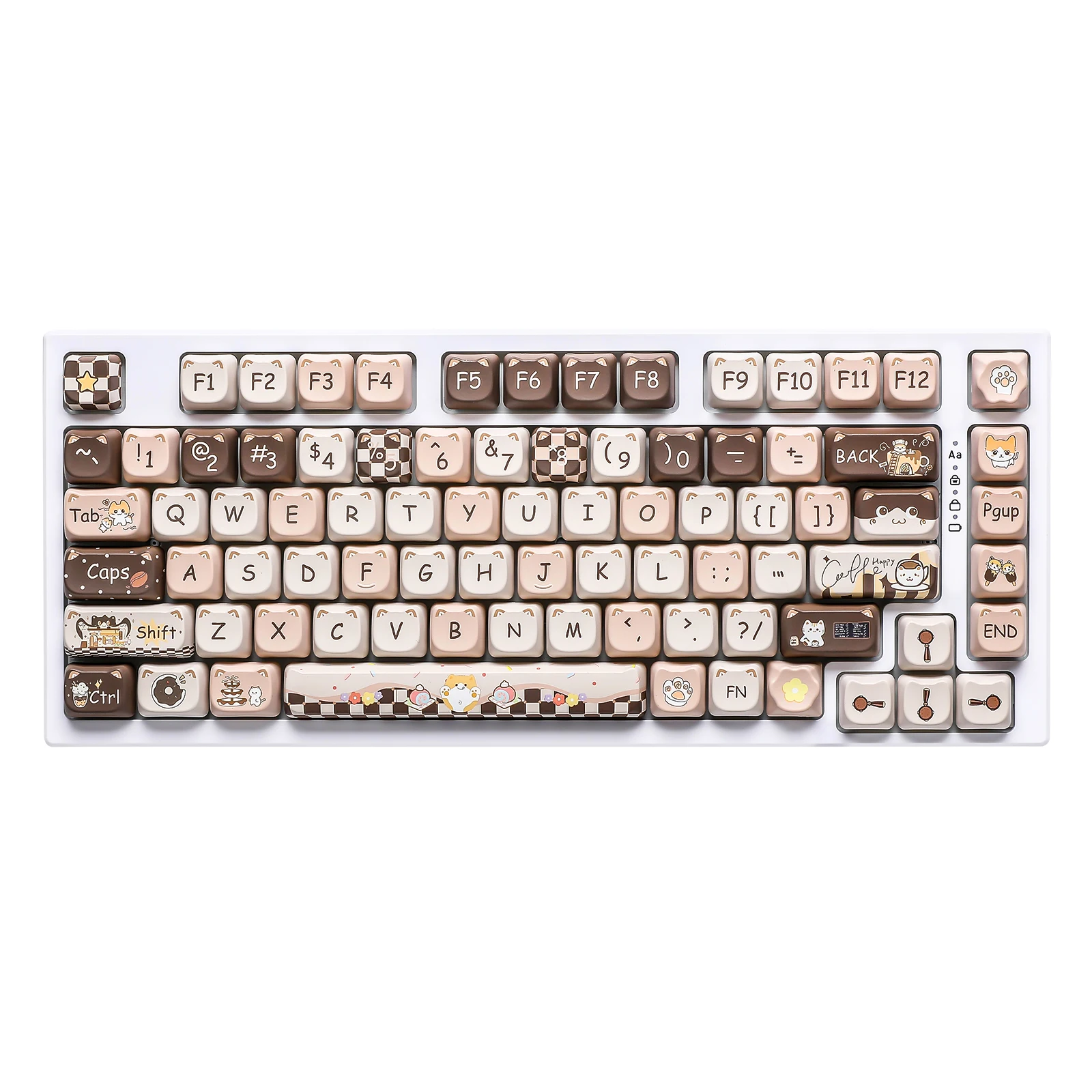 YUNZII Cappuccino MAO Profile Keycap Set, 142 Full Keys Dye Sub Custom Aesthetic Keycaps for MX Switches Mechanical Keyboards