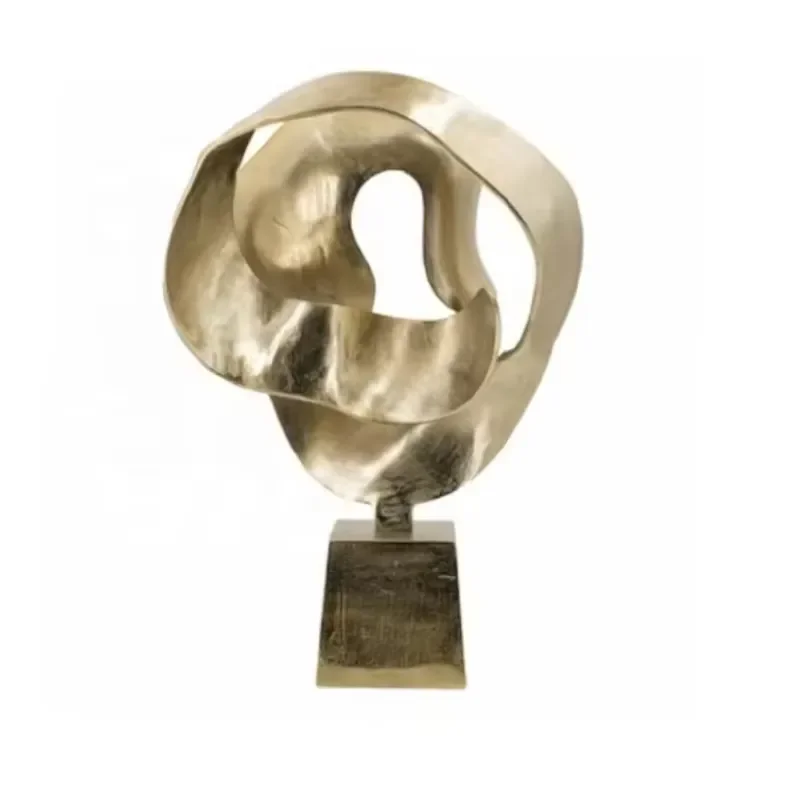Modern Gold Metal Sculpture Handmade Luxury Home Decor Art Statue for Living Room Shelf Display Contemporary Interior Design