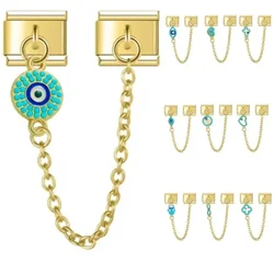 2025 New Women Devil's Eye Italian Elastic Charms Links Fit 9mm Modular Bracelet Stainless Steel DIY Jewelry Factory Batch