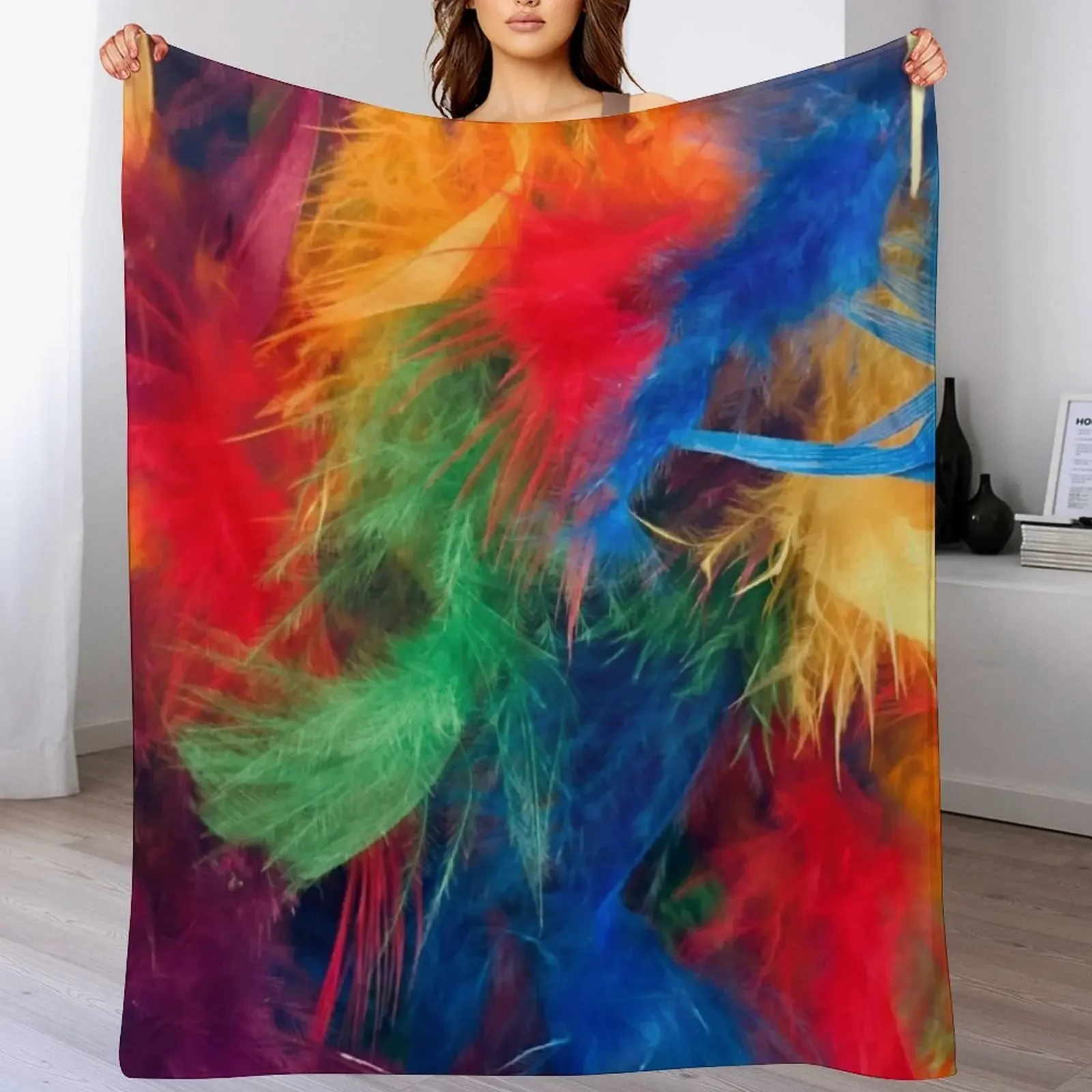

Feathers Carnival colors by Iritof Throw Blanket Soft Comfort Blanket for Reading Watching TV