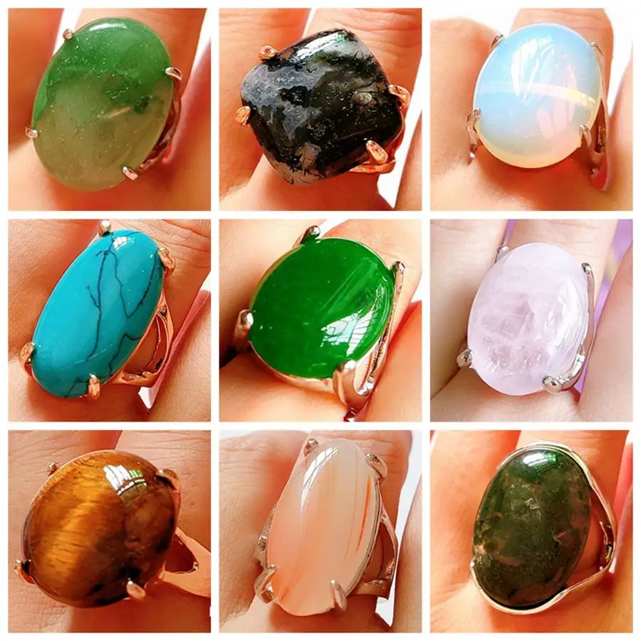 Großhandel 20 teile/los Farbige Luxus Riesige Naturstein Ring Vintage Opal Kristall Charme Ringe Hochzeit Engagement Schmuck – Detail 7