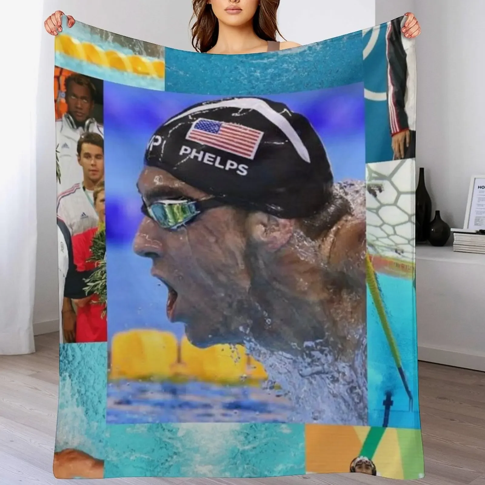 

New Michael Phelps Throw Blanket christmas gifts Decorative Beds Picnic Plaid on the sofa Blankets