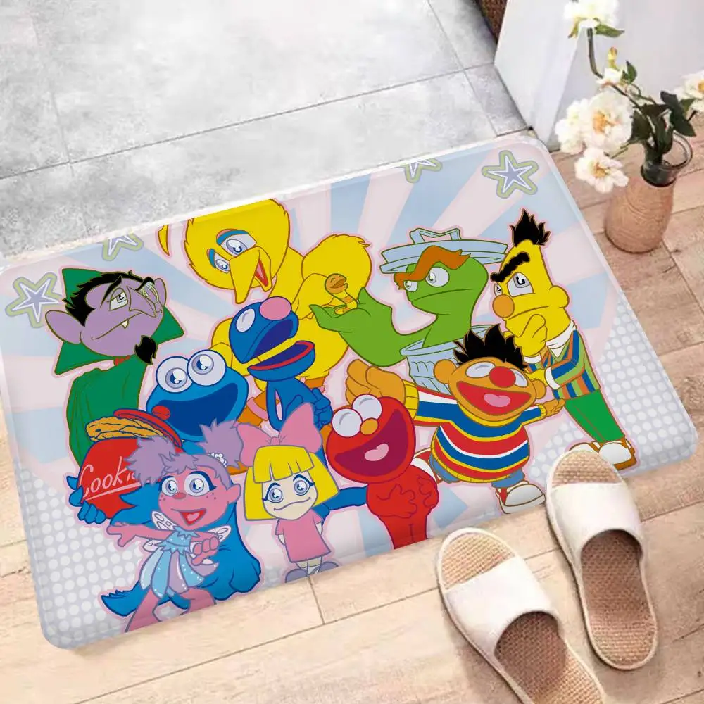 S-Sesame Street TV Cute Cartoon Room Mats Retro Multiple Choice Living Room Kitchen Rug Non-Slip Welcome Rug