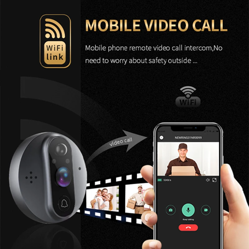 Tuya 1080P 3MP 4.3 นิ้ว Peephole สมาร์ท WiFi Doorbell กล้อง 5000mAh PIR Motion ALARM ประตูดิจิตอล Peepholes ประตู Viewer