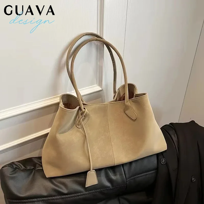 

Faux Suede Solid Color High Quality Fashionable Versatile Handbag Women's Product Hot Selling Large Capacity Shoulder Bag