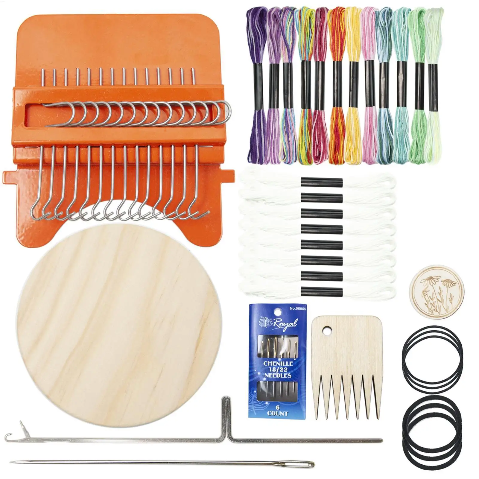 Darning Mini Loom Machine Small Weaving Machine Set with 14 Hooks Mini Weave Tool for DIY Artful Patterns Repair Clothes Quickly