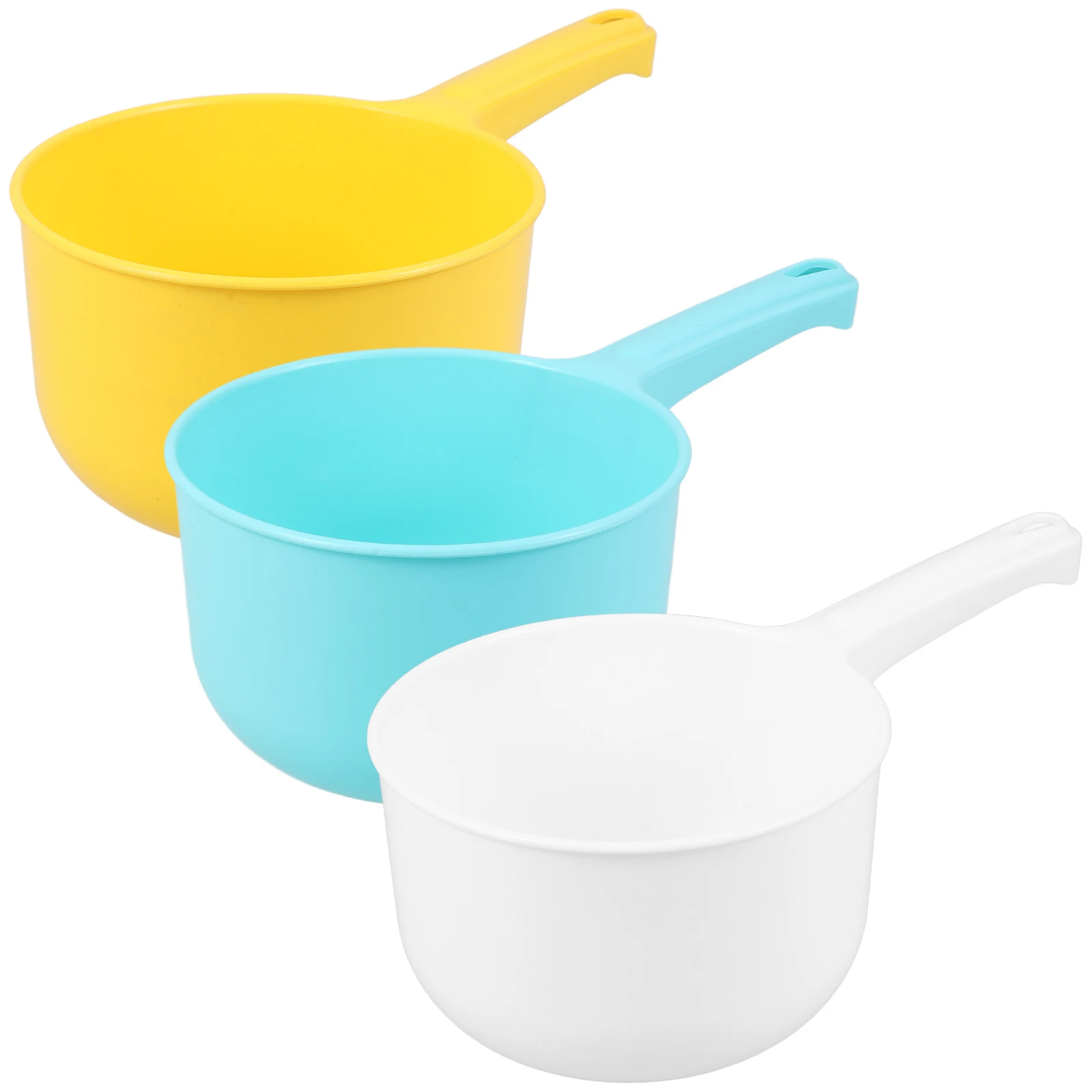 

3 Pcs Water Ladle Scoop Bath Tub Plant Flowers Thick Plastic Kitchen Bathroom Shower Reusable White Yellow Blue A3833