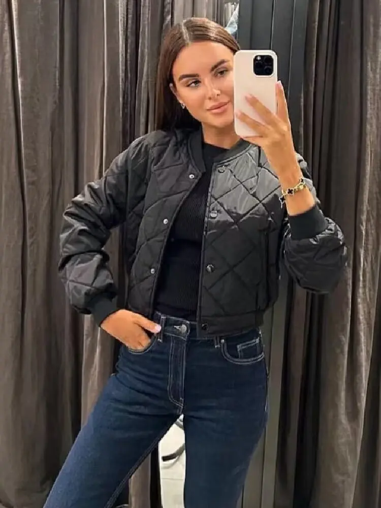 2025 Autumn And Winter Women's New Comfortable Casual Short Cotton Bomber Jacket Coat A19847