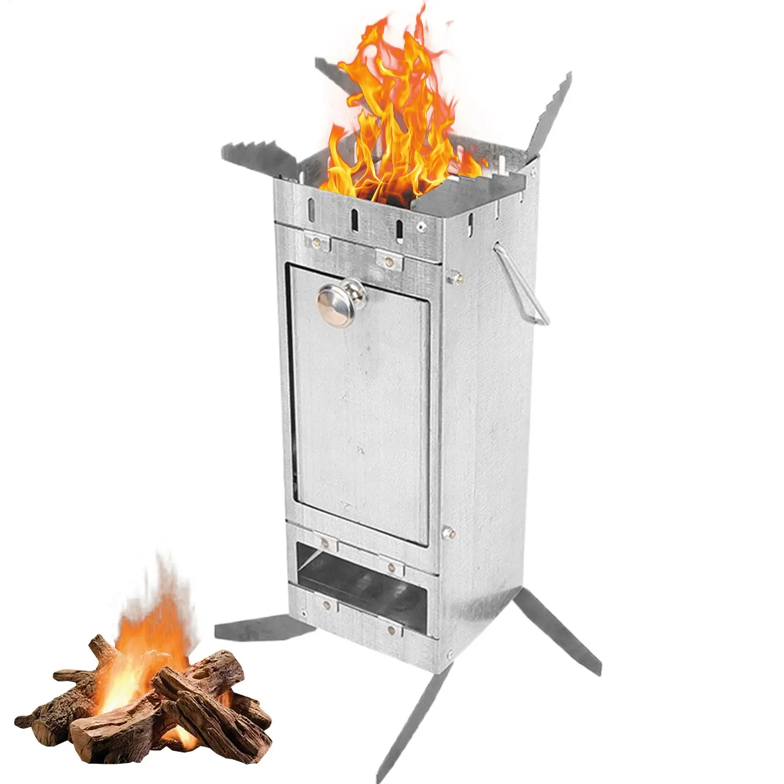 

Rocket Stove Rustproof Foldable Wood Burning Stove with Handle for Camping BBQ Hunting, Outdoor Garden Patio Picnic Heater