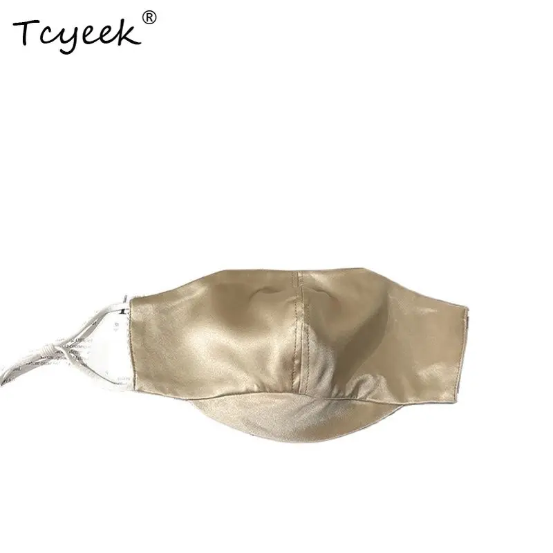 Tcyeek, 100% 리얼 실크 마스크, 남녀공용 자외선 차단제 자외선 차단, 통기성 스포츠 사이클링 코너 3D 마스크, 여름 가을 A487122QC